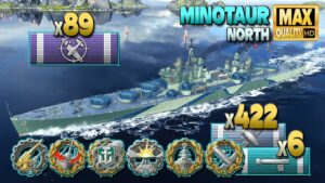 Cruiser Minotaur: 4k base XP game on map North - World of Warships