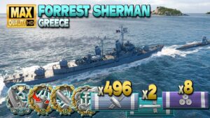 Destroyer Forrest Sherman: DAKKA terror on map Greece - World of Warships