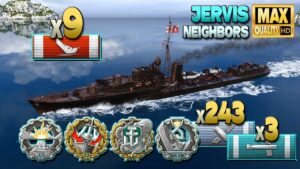 Destroyer Jervis: 9 ships destroyed on map Neighbors - World of Warships