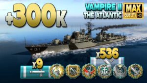 Destroyer Vampire II: +300k on map The Atlantic - World of Warships