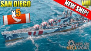 NEW SHIP San Diego 5 Kills & 123k Damage | World of Warships Gameplay 4k