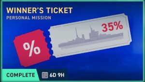 Winner's Ticket Personal Mission - 35% Premium Ship Coupon | World of Warships Legends