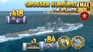 Battleship Grosser Kurfürst: Ranked battle boss on map The Atlantic - World of Warships