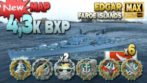 Cruiser Edgar: 4.3k base xp on new map Faroe Islands - World of Warships
