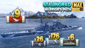 Cruiser Stalingrad: 9 ships destroyed on map Warrior's Path - World of Warships