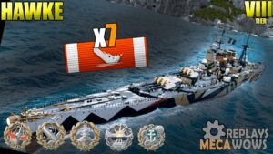 Hawke 7 Kills & 203k Damage | World of Warships Gameplay 4k