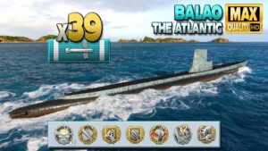 Submarine Balao: Huge 309k on map The Atlantic - World of Warships