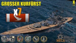 Battleship Grosser Kurfürst 7 Kills & 192k Damage | World of Warships Gameplay