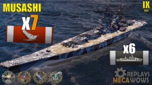 Battleship Musashi 7 Kills & 187k Damage | World of Warships Gameplay