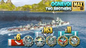 Destroyer Ognevoi: Cyclone on map Two Brothers - World of Warships