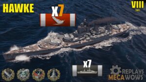 Hawke 7 Kills & 201k Damage | World of Warships Gameplay