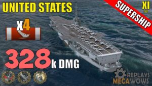 SUPERSHIP United States 4 Kills & 328k Damage | World of Warships Gameplay