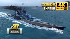 Cruiser Condé: 27 citadels on map Shards - World of Warships