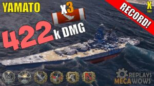 DAMAGE RECORD! Yamato 3 Kills & 422k Damage | World of Warships Gameplay