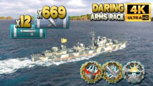 Destroyer Daring: Huge damage on map Loop (AR) - World of Warships