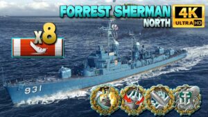 Destroyer Forrest Sherman: DAKKA terror on map North - World of Warships