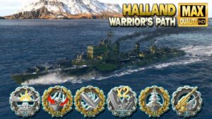 Destroyer Halland: Solid performance on map Warrior's Path - World of Warships