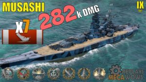 Musashi 7 Kills & 282k Damage | World of Warships Gameplay