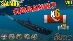 SUBMARINE Salmon 6 Kills & 118k Damage | World of Warships Gameplay