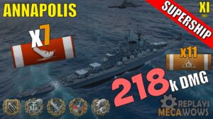 SUPERSHIP Annapolis 7 Kills & 218k Damage | World of Warships Gameplay