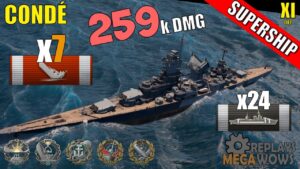SUPERSHIP Condé 7 Kills & 259k Damage | World of Warships Gameplay