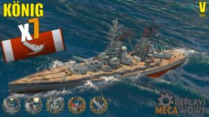 Battleship Konig 7 Kills & 124k Damage | World of Warships Gameplay