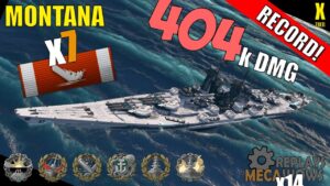 DAMAGE RECORD! Montana 7 Kills & 404k Damage | World of Warships Gameplay
