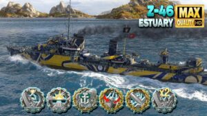 Destroyer Z-46: MVP on map Estuary - World of Warships