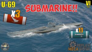 SUBMARINE U-69 3 Kills & 49k Damage | World of Warships Gameplay
