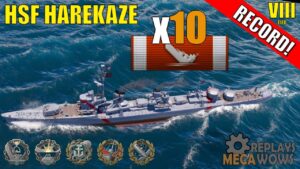 WORLD RECORD!! HSF Harekaze 10 Kills & 185k Damage | World of Warships Gameplay