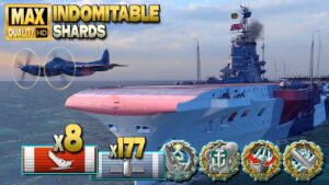 Aircraft Carrier Indomitable: Last hope on map Shards - World of Warships