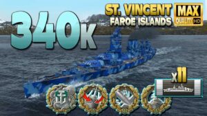 Battleship St. Vincent doing good job on map Faroe Islands - World of Warships