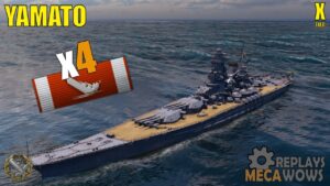 Battleship Yamato 4 Kills & 194k Damage | World of Warships Gameplay