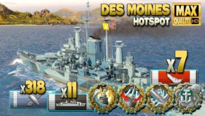 Cruiser Des Moines: Not the easiest game on map Hotspot - World of Warships