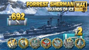 Destroyer Forrest Sherman with 0,7sec reload terror - World of Warships