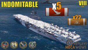 Indomitable 5 Kills & 179k Damage | World of Warships Gameplay
