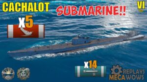 SUBMARINE Cachalot 5 Kills & 66k Damage | World of Warships Gameplay