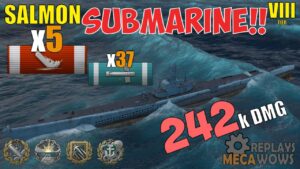SUBMARINE Salmon 5 Kills & 242k Damage | World of Warships Gameplay
