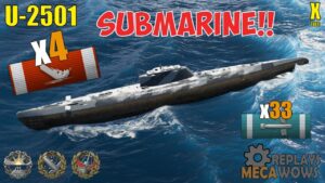SUBMARINE U-2501 4 Kills & 219k Damage | World of Warships Gameplay