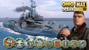 Battleship Ohio: Nowhere to hide on map Ocean - World of Warships