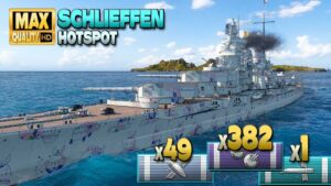 Battleship Schlieffen: Good play on map Hotspot - World of Warships