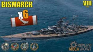 Bismarck 6 Kills & 134k Damage | World of Warships Gameplay