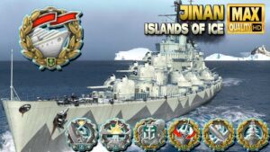 Cruiser Jinan: Hard battle on map Islands of Ice - World of Warships