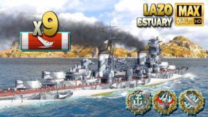 Cruiser Lazo: "Almost 10" on map Estuary - World of Warships