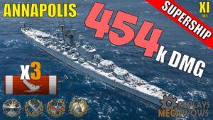 DAMAGE RECORD! Annapolis 3 Kills & 454k Damage | World of Warships Gameplay