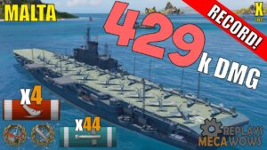 DAMAGE RECORD! Malta 4 Kills & 429k Damage | World of Warships Gameplay