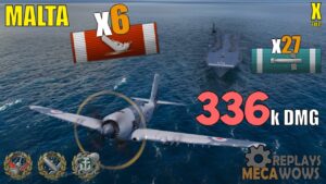 Malta 6 Kills & 336k Damage | World of Warships Gameplay