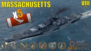 Massachusetts 5 Kills & 183k Damage | World of Warships Gameplay