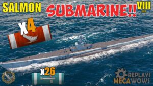 SUBMARINE Salmon 4 Kills & 170k Damage | World of Warships Gameplay