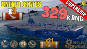 SUPERSHIP United States 3 Kills & 329k Damage | World of Warships Gameplay